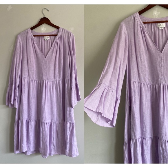 Velvet by Graham and Spencer Aurora Linen Mini Dress in Lilac - Picture 2 of 5